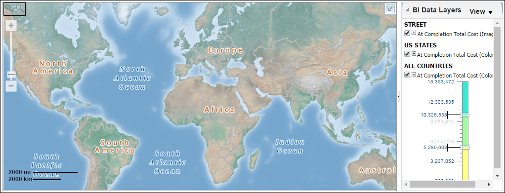 At Completion Total Cost By Location section map.
