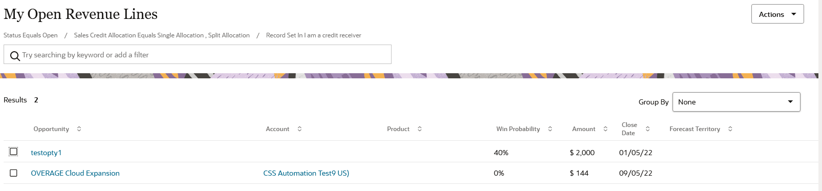 「自分のオープン売上明細」を示すスクリーンショット