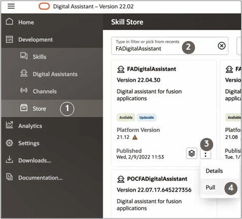 テキストで説明されている機能が強調表示されたスキル・ストアの詳細