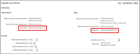 この図は、「通知方法」チェック・ボックスを示しています。