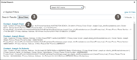 グローバル検索結果。