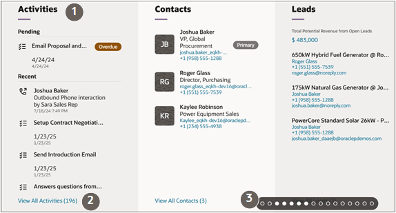 アカウントのパネル。