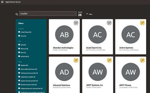 これは、パートナ・ファインダ・アプリケーションのスクリーンショットです。