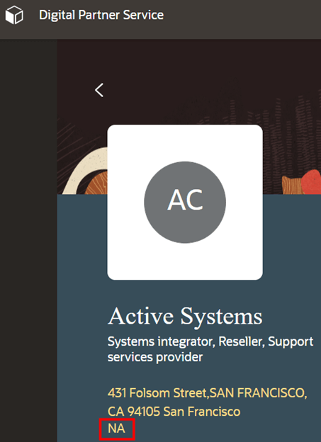 これは、カスタム・リージョン情報をパートナ・プロファイルに追加した最終結果のスクリーンショットです。