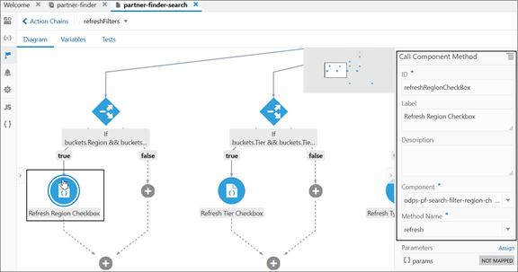 これは、コール・コンポーネント・メソッドを追加して、対応するチェック・ボックス・コンポーネントにリンクするスクリーンショットです。