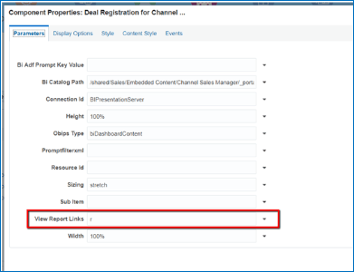 レポート・リンクの表示。