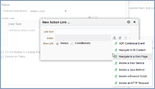 新しいアクション。Webページに移動リンク。