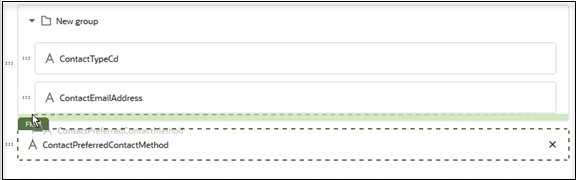 フィールドのドラッグ・アンド・ドロップのスクリーンショット。