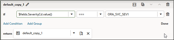 重大度の条件の設定。