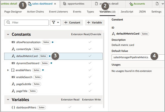 テキストで説明されている定数のデフォルト値エントリ。