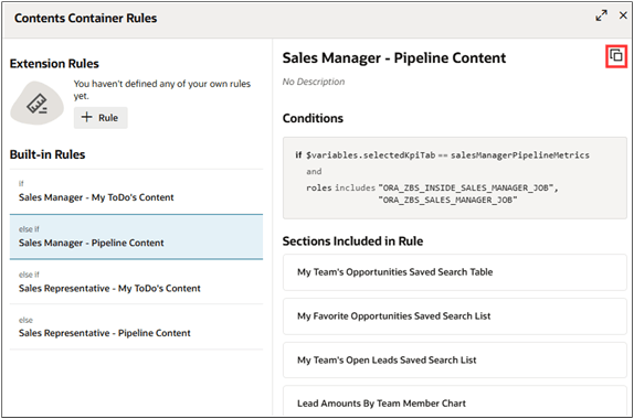 重複アイコンが強調表示されたコンテンツ・コンテナ。