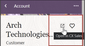 CX Salesで開くアイコンが強調表示されたスクリーンショット