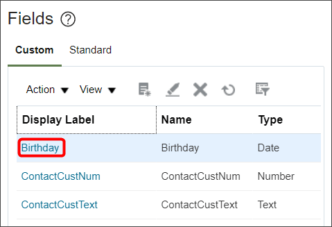 これは、アプリケーション・コンポーザのカスタム・フィールドのスクリーンショットです。