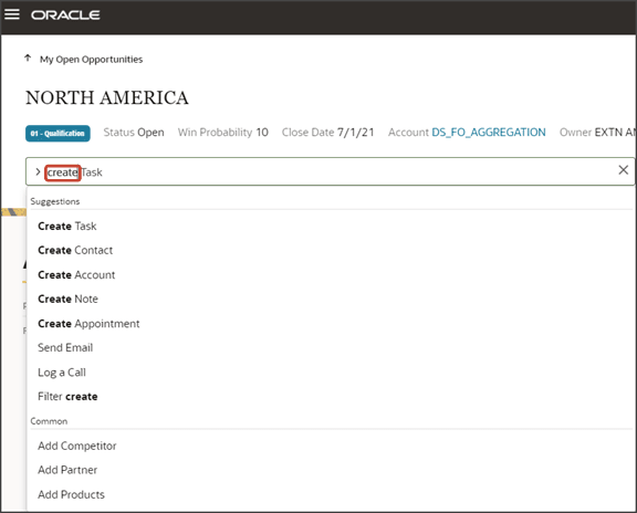これは、アクション・バーと提案アクションのスクリーンショットです。
