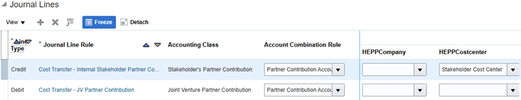 この図は、前後のテキストで説明するように事前定義された仕訳明細ルールの例を示しています。