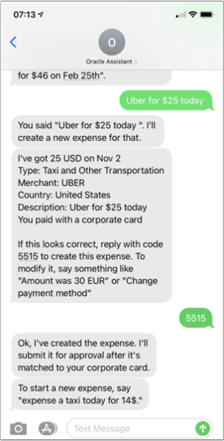 このスクリーンショットは、テキスト詳細を使用して 領収書で経費を作成する方法を示しています。