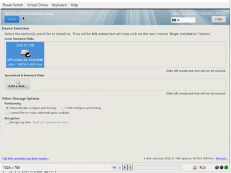 Installation Destination