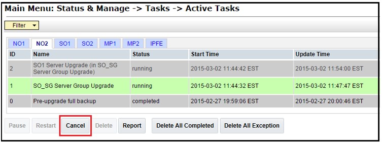 Active Tasks Screen