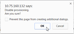 Confirmation pop-up