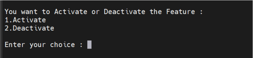 Activating the feature Activating the feature