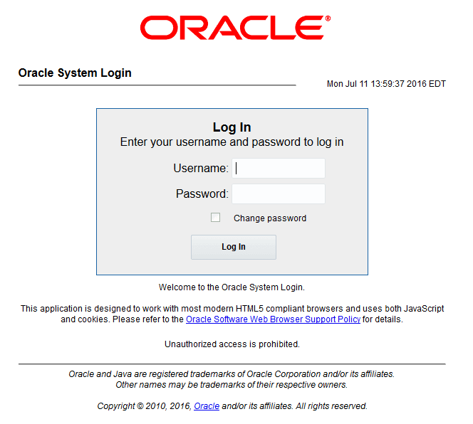 Oracle System Login