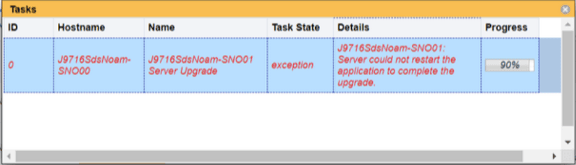 Failed upgrade