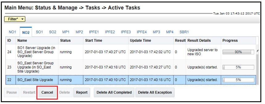 Site Upgrade Active Tasks