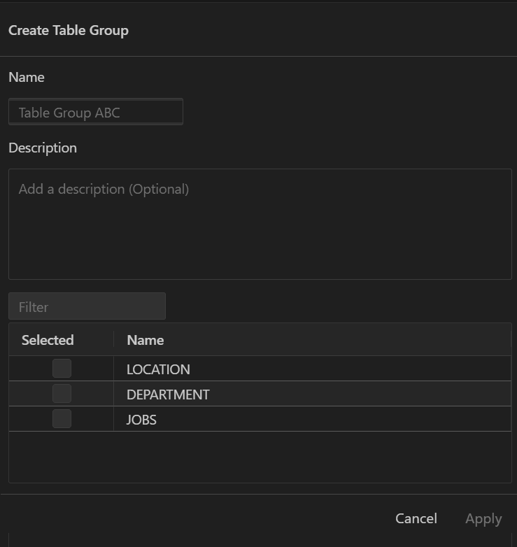 表グループの作成
