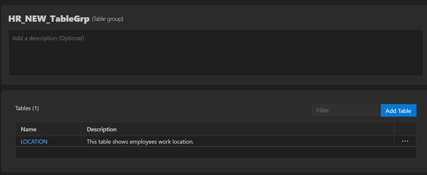 「表グループ」ビュー