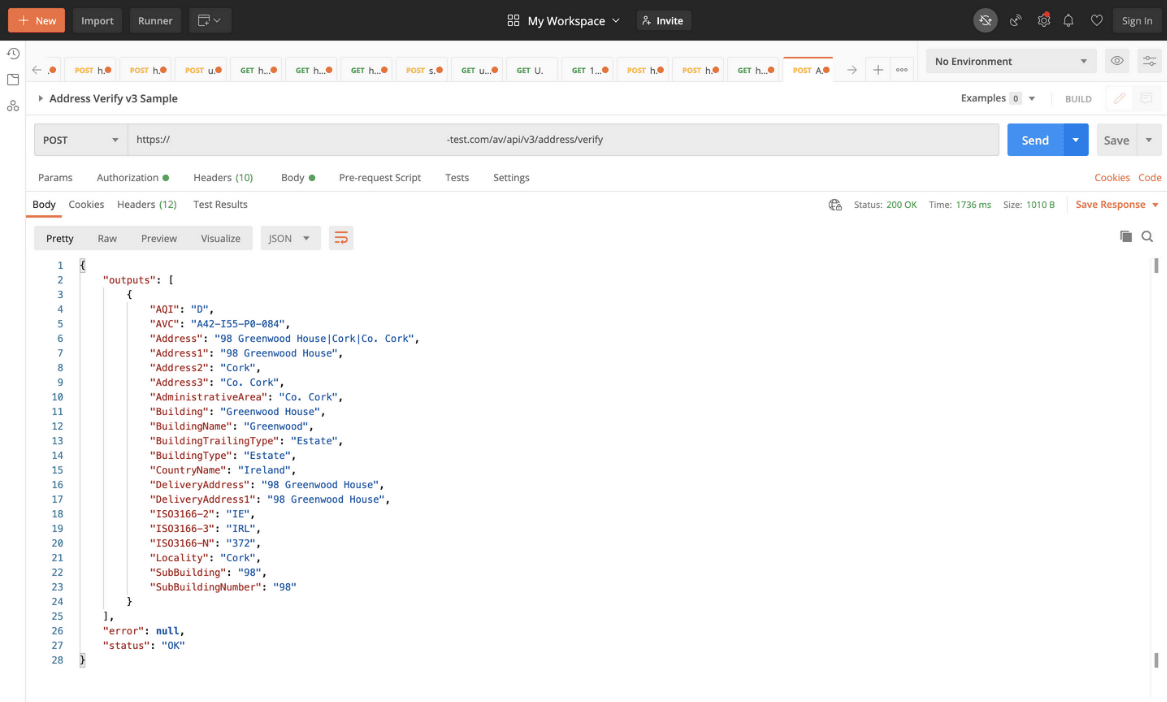 応答の検証済住所