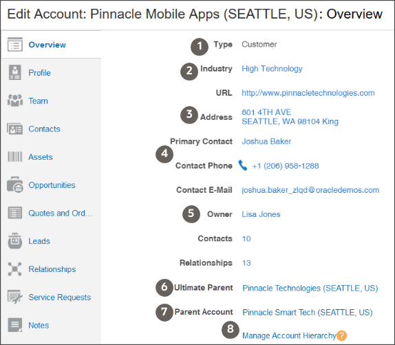 テキストで説明されている情報が強調表示された「アカウントの編集」ページの一部。