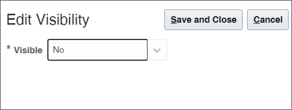 「表示」に「いいえ」が選択された「表示の編集」ウィンドウ。