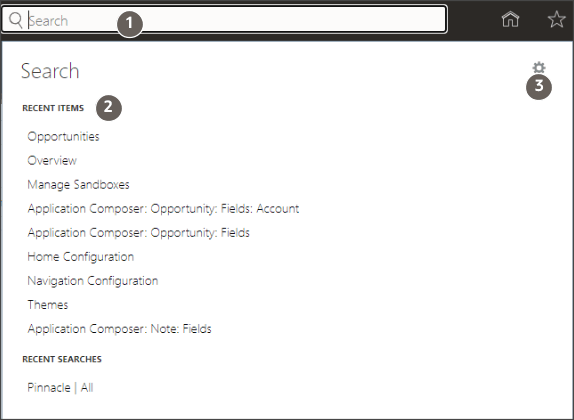 グローバル検索ボックスと提示ボックス