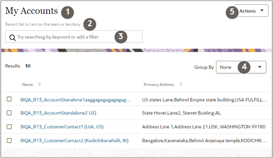 保存済検索を編集する様々な方法が強調表示されているコールアウト付きのランディング・ページ