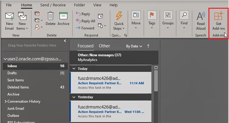「アドインを入手」をクリックします