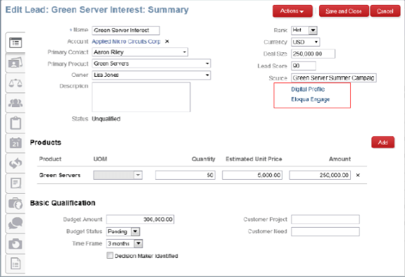 「リードの編集」UI