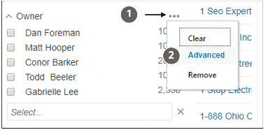 省略記号アイコン(「その他」)および「拡張」メニューの 選択の場所が強調表示されたスクリーンショット。