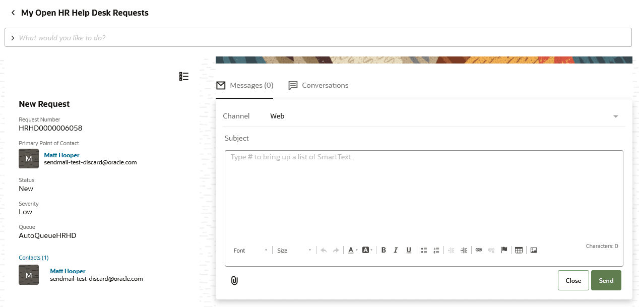 オープン・ヘルプ・デスク・リクエスト(個人)ページ。