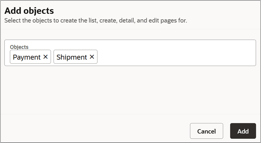このスクリーンショットは、オブジェクトの追加方法を示しています。