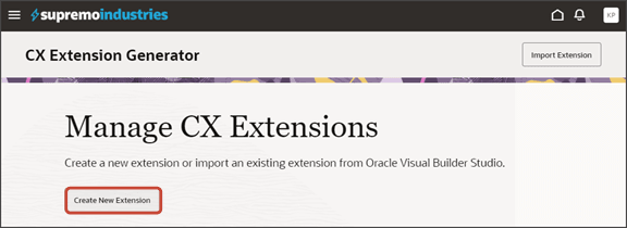 このスクリーンショットは、CX拡張ジェネレータを示しています。