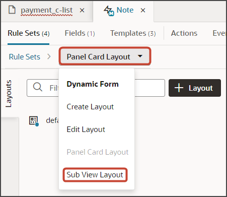 このスクリーンショットは、ルール・セットを切り替える方法を示しています。