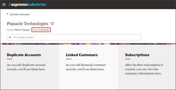 このスクリーンショットは、アカウントが「顧客」の場合、フィールド条件によって「商談」パネルが非表示になることを示しています。