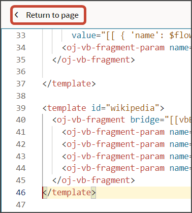 このスクリーンショットは、ページに戻るリンクを示しています。