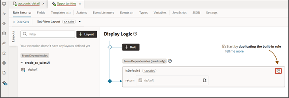 このスクリーンショットは、Sub View Layoutのデフォルト・レイアウトとデフォルト・ルールを示しています。