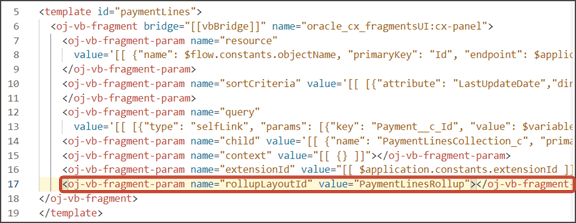 このスクリーンショットは、テンプレート・コードを示しています。