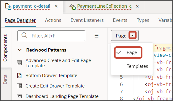 このスクリーンショットは、ドロップダウン・リストを使用してページを表示する方法を示しています。