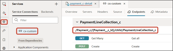 このスクリーンショットは、サービス接続を使用して適切なパラメータ値を確認する方法を示しています。