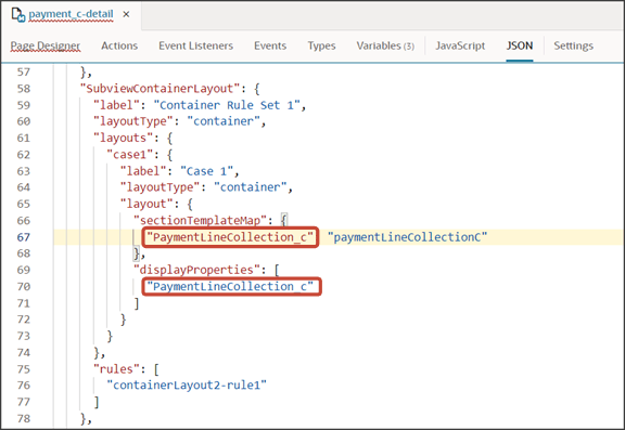 このスクリーンショットは、JSONファイルで更新する場所を示しています。