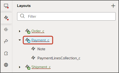 このスクリーンショットは、「レイアウト」タブで選択できるノードを示しています。