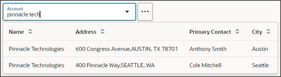 このスクリーンショットは、キーワード検索がピッカーでどのように機能するかを示しています。